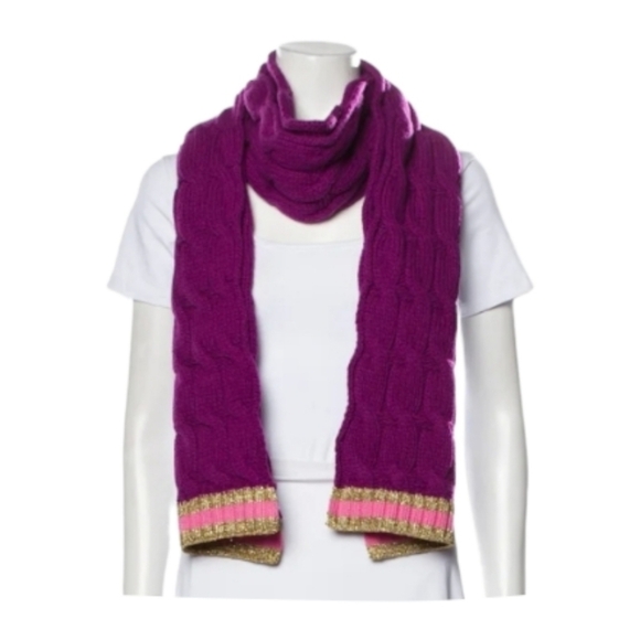 NWT Gucci Fuschia Purple & Pink Wool & Cashmere Cableknit Winter Scarf - Picture 1 of 9